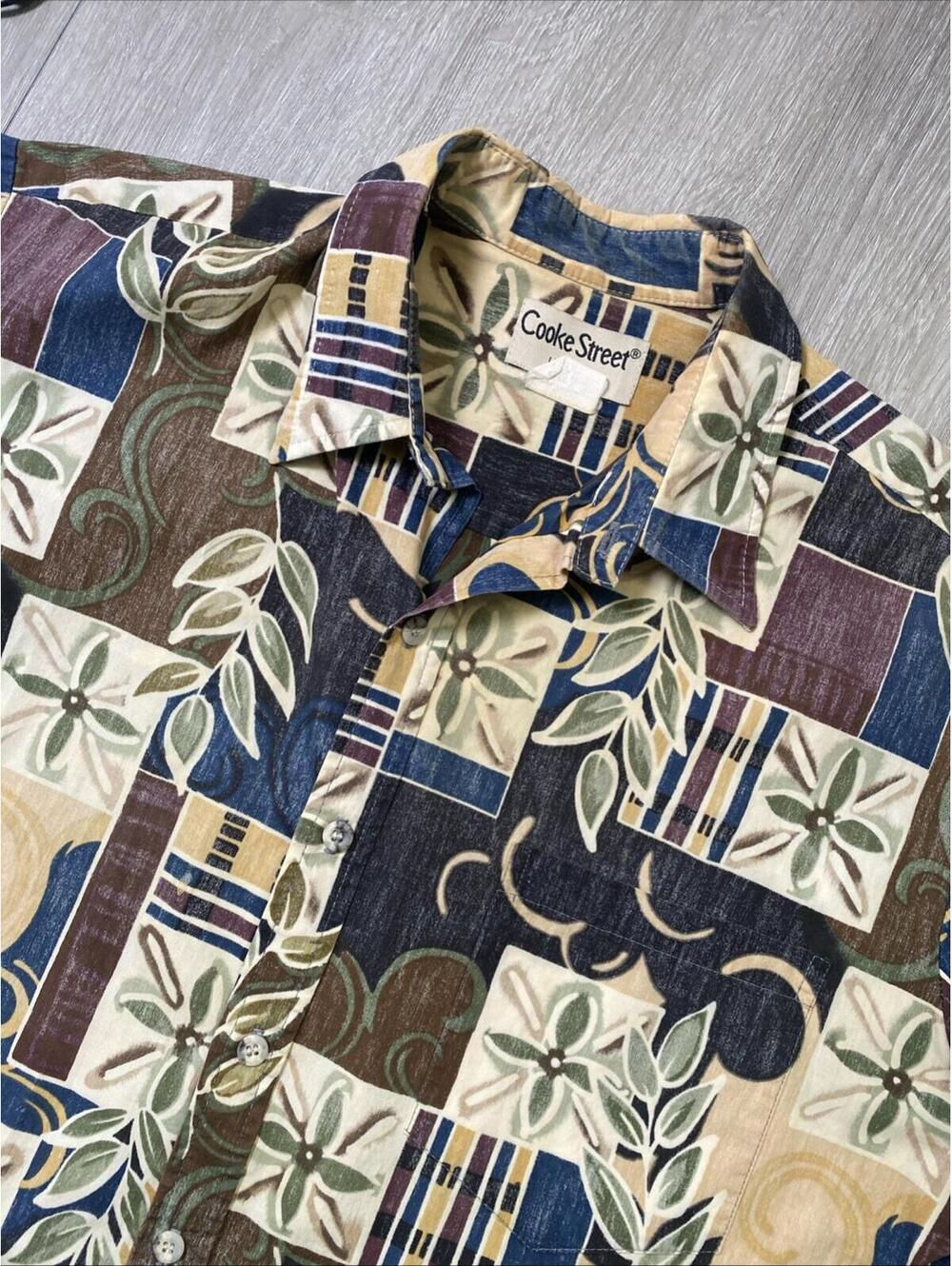 COOKE STREET Hawaiian Shirt 90s L Large Retro Short Sleeve Button Up Men’s